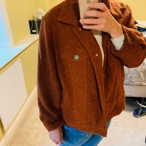 BP teddy button jacket, dressy, mush fuzzy texture